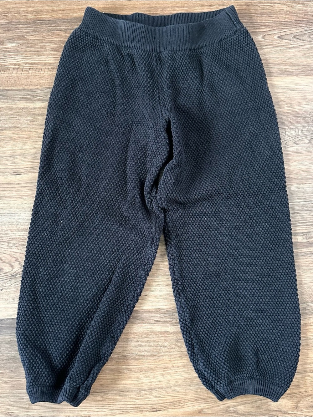 Free People FP Beach Hailee Cardi Pants Women XS Black Waffle Knit Harem Jogger